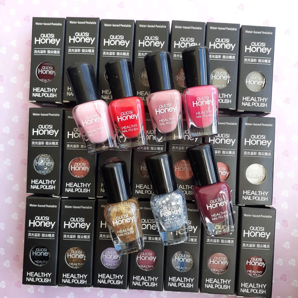 PART1 HALAL NAIL POLISH OULISI HONEY 8ML BISA BUAT SHOLAT WATER BASED PEEL OFF NAIL POLISH