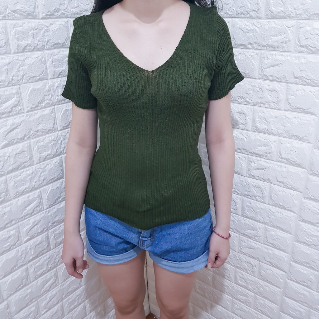 GFS RJT VNECK RAJUT TANGAN PENDEK