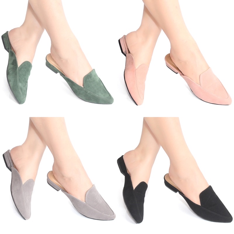 MULES WANITA MODEL TERBARU KEKINIAN MODEL SUEDE CASUAL SELOP LEBARAN 2022 SLIP ON SEPATU WANITA SLOP