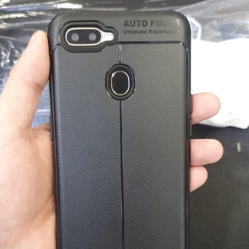 Oppo A5S Casing Lentur Tekstur Kulit Jeruk Warna Hitam