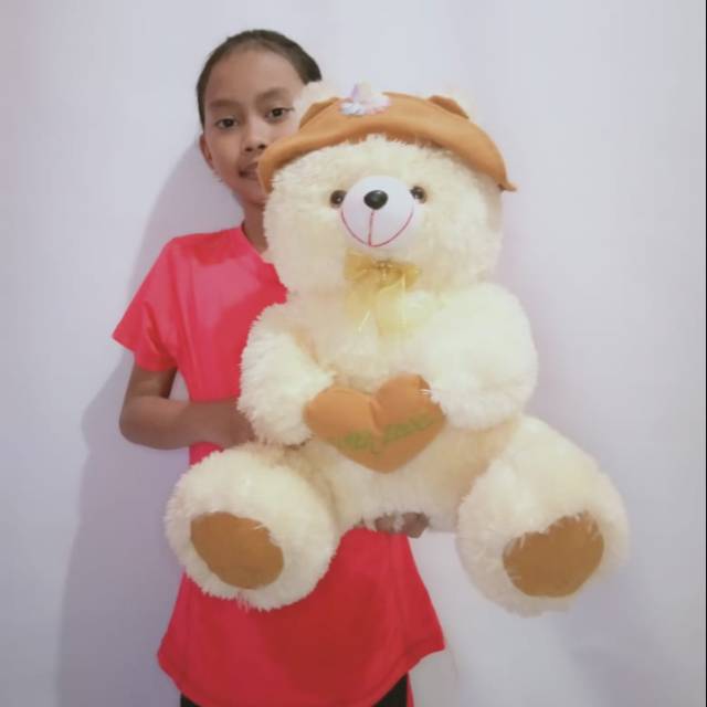 Boneka Teddy bear duduk love
