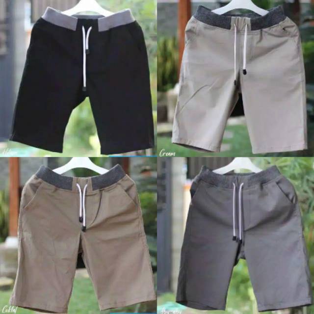 Celana Chino Pendek Pria mick pinggang karet rip twill street