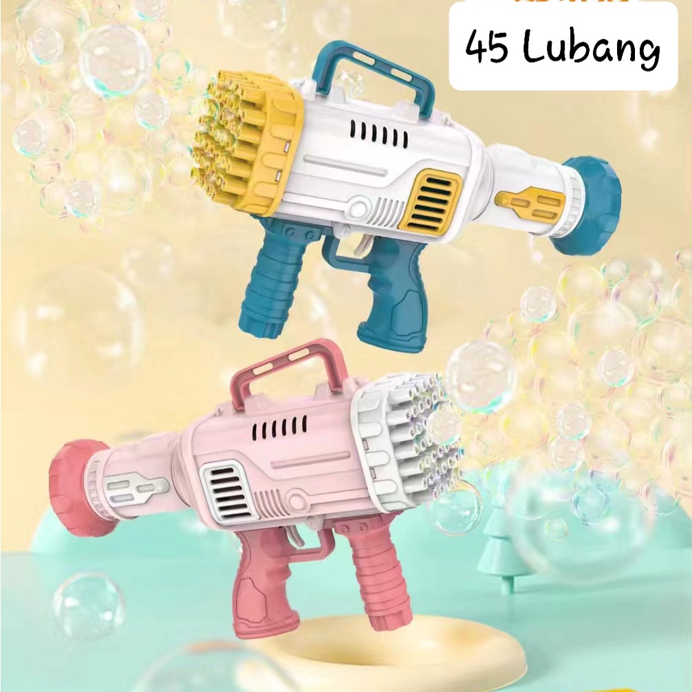 [FUNNY]45 Lubang Automatic Bubble Gun/ Pistol Tembak Bubble Gelembung Jumbo Automatic / Mainan Tembak Gelembung Busa Jumbo