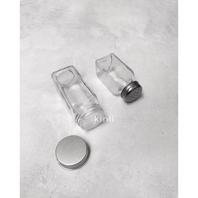 glass spice jar botol kaca bumbu rempah lada garam aluminium lid