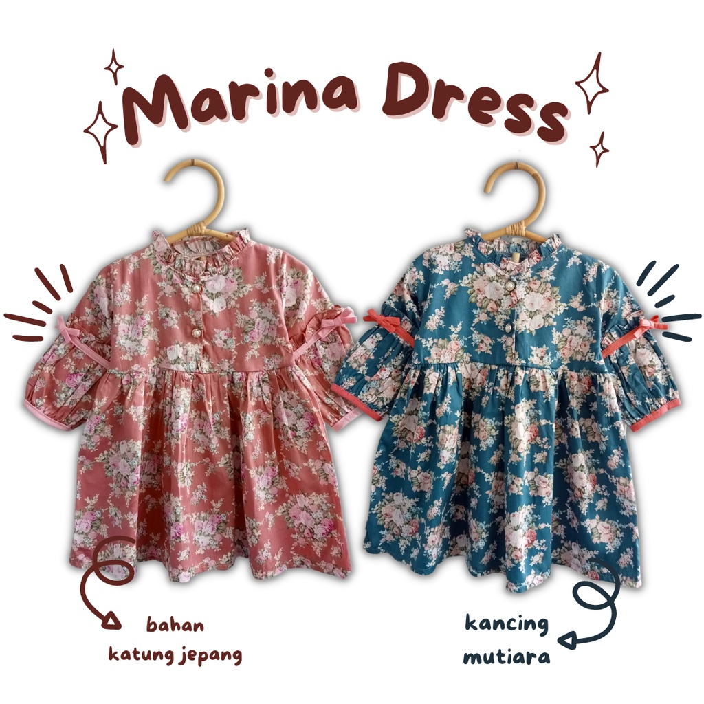 dress anak perempuan balita baby tunik anak bayi 1-3 tahun dress lengan panjang bayi baby balita MARINA DRESS