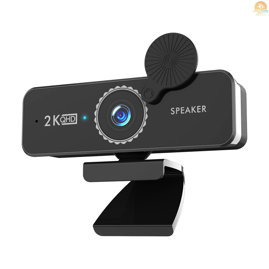 (MMOI) Kamera Webcam HD 1440P Wide Angle 120 ° Dengan Dual Speaker + Mic Untuk Komputer PC