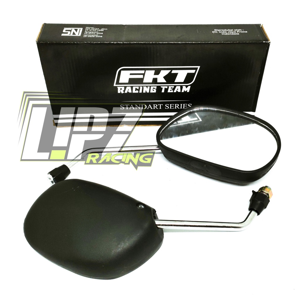 KACA SPION STANDAR MIO SERIES TANGKAI PANJANG CROME / BLACK DRAT 14 YAMAHA