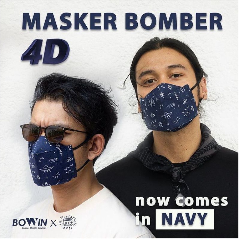 Masker Bomber Bowin-Masker Kain 4/ply Masker Pria Keren