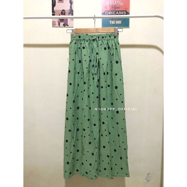 CELANA KULOT PANJANG WANITA TALI POLOS & MOTIF ZEBRA BAHAN RAYON MURAH-Bubble Sage