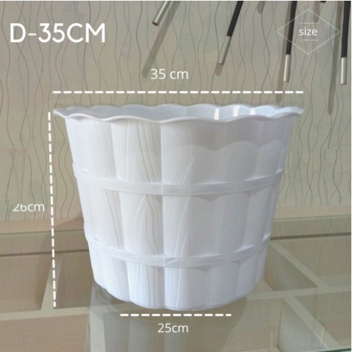 POT BUNGA PLASTIK MODEL BAMBU UKURAN 35 CM ERIKO POT KEMBANG POT TANAMAN POT PUTIH PLANTER