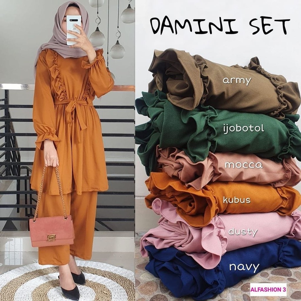 BISA COD - SETELAN SET TUNIK DAMINI / DAMINI FASHION MUSLIM / PAKAIAN WANITA BEST SELLER !!