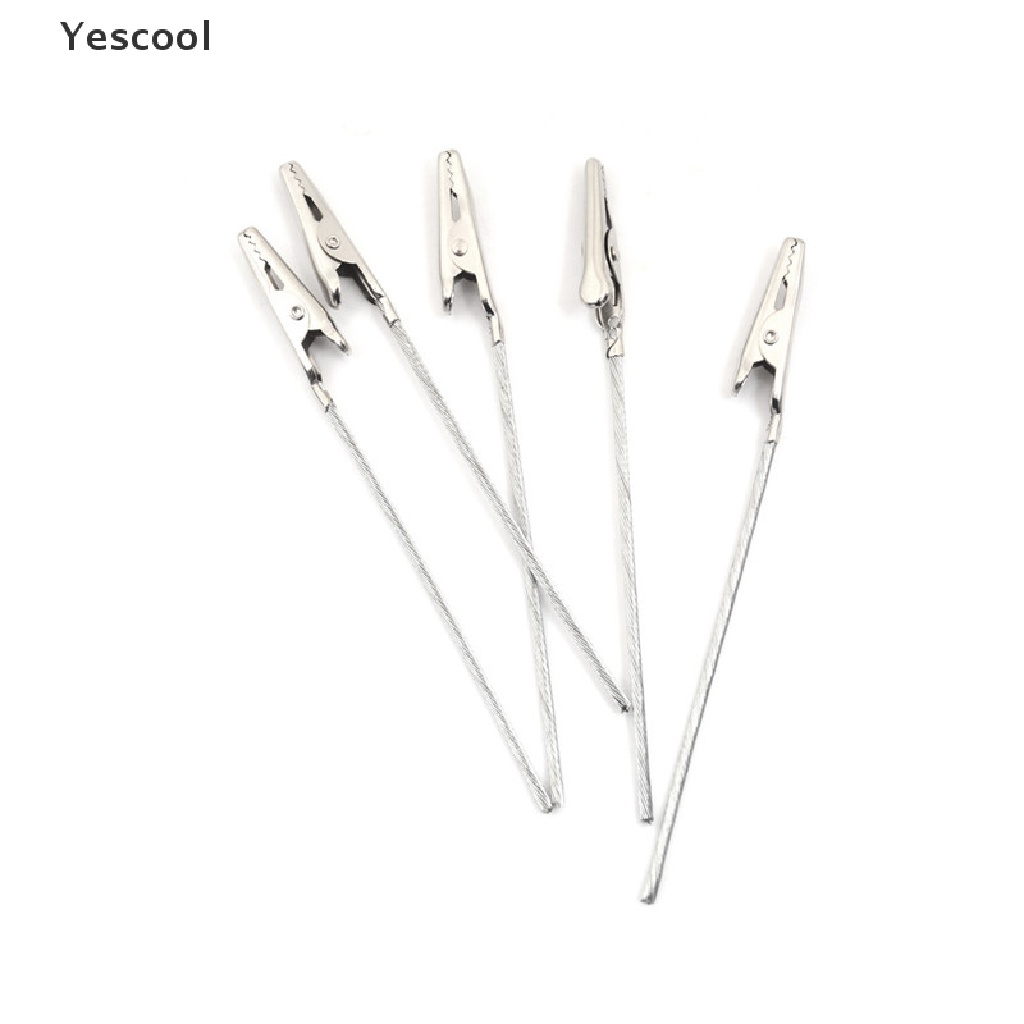 Yescool 10pcs Klip Buaya Metal Panjang 10cm Non Insulasi Untuk Tester Listrik