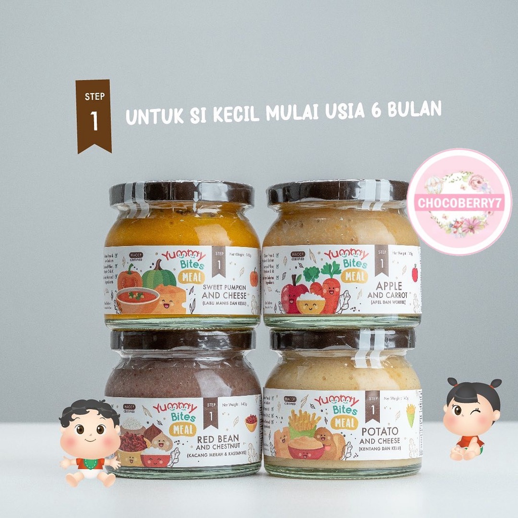 Yummy Bites Meal Step 1 2 3 145gr Jar Kaca MPASI Ready To Eat RTE 145