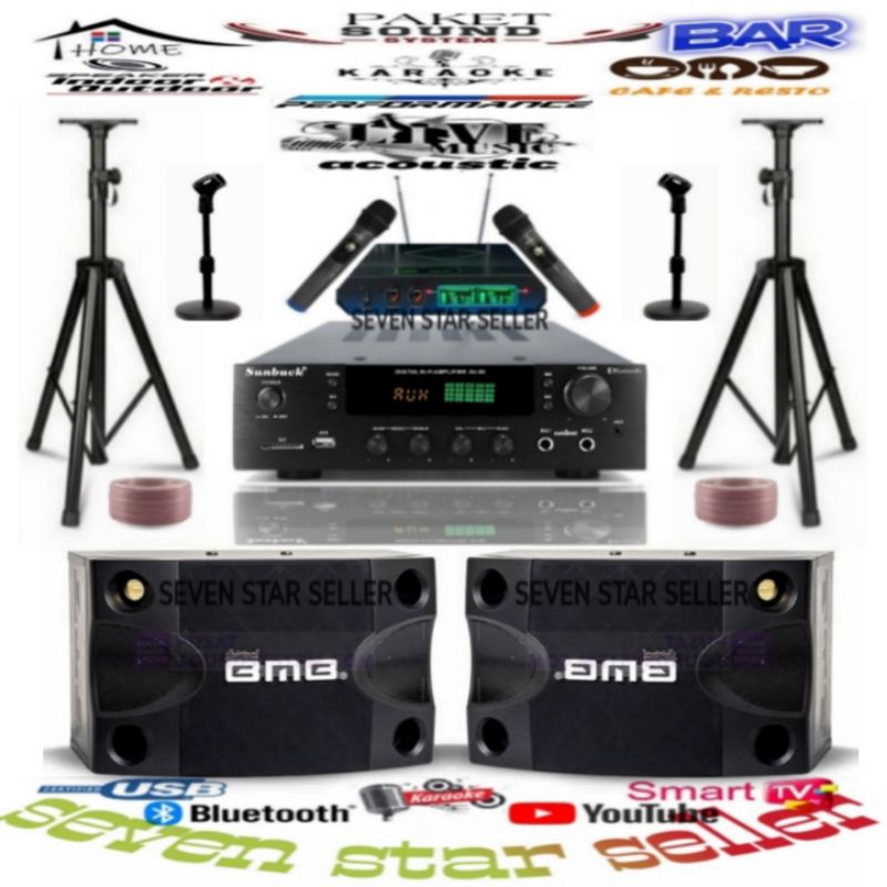 paket karaoke sound system BMB 8 inch ampli digital system karaoke original