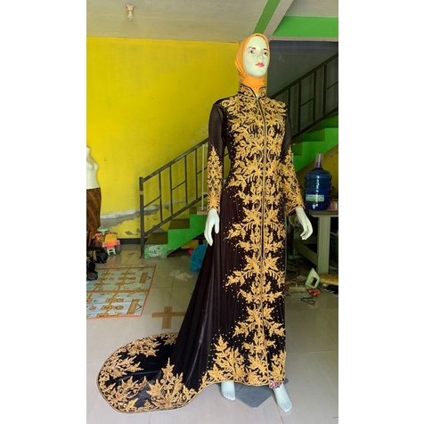 Kebaya bludru pengantin/kebaya modern/kebaya bludru motif daun