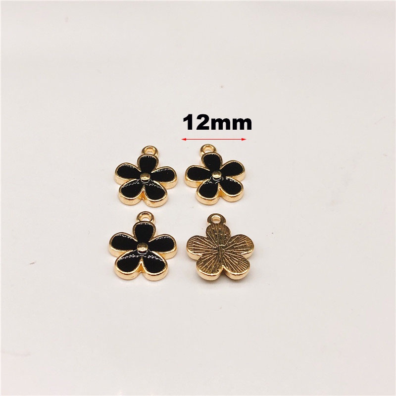 4pcs Manik-Manik Enamel Bentuk Bunga Bahan Alloy Metal Untuk Membuat Perhiasan Gelang Handmade DIY