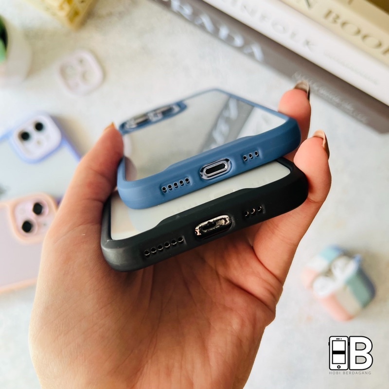 Case Two Tone Pelindung Lensa Kamera Transparan Anti Kotor Tahan Banting Case Iphone X XR XS 11 12 13 Pro Max