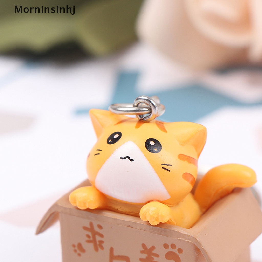 Mornin Gantungan Kunci Kucing Kotak Kecil Yang Lucu Kawaii Kitten Car Keychain Fashion Letter Keyring id