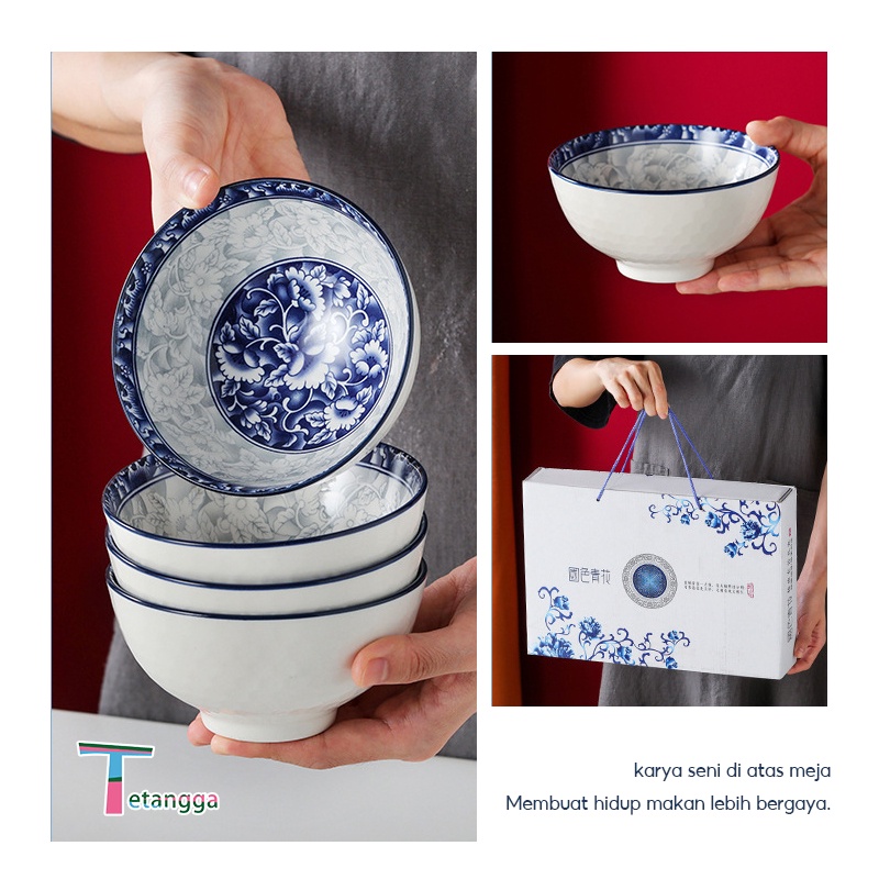 Souvenir Mangkuk Sumpit Set Mangkok Keramik Hand painted Japanese Wedding Gift Box Hampers Kado  Japanese Bowl