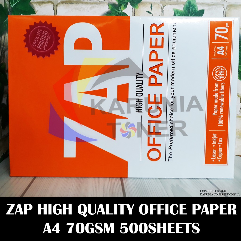 

ZAP Paper Kertas HVS A4 70gr 70 Gram Fotokopi Fotocopy Print Photocopy Office Paper High Quality