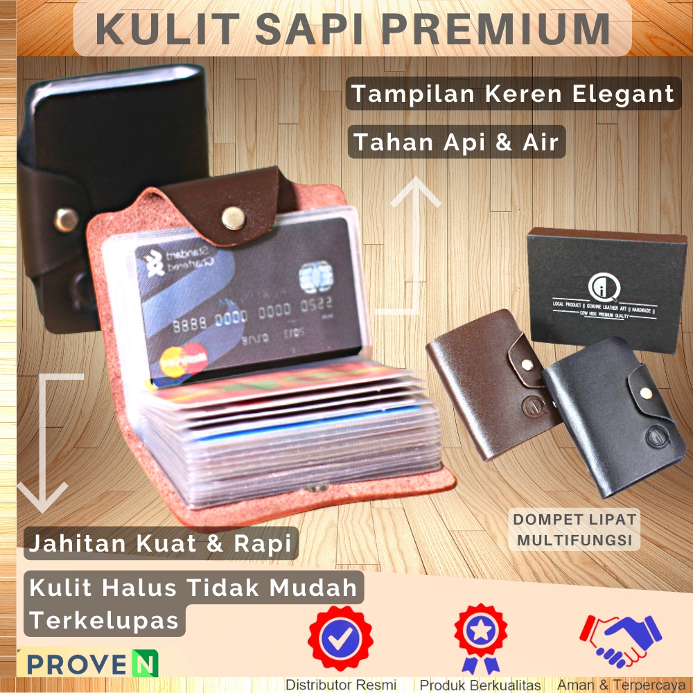 Dompet Kartu Pria Lipat Kulit Asli Original Dompet Kartu Kredit ATM Multifungsi Kulit Sapi Asli Leather CH01 GARANSI ORIGINAL