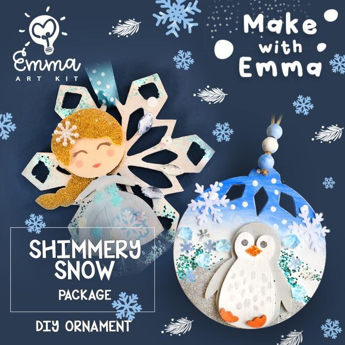 

Shimmery Snow Package - Two Christmas Ornament Art Kits In A Box Murah Meriah Ready