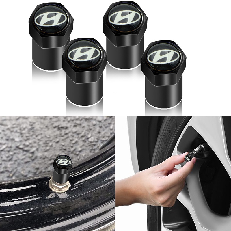 4pcs Tutup Pentil Ban Mobil Untuk Hyundai I30 Tucson Creta IX35 Kona I20 I10 I40 Veloster Getz Ioniq