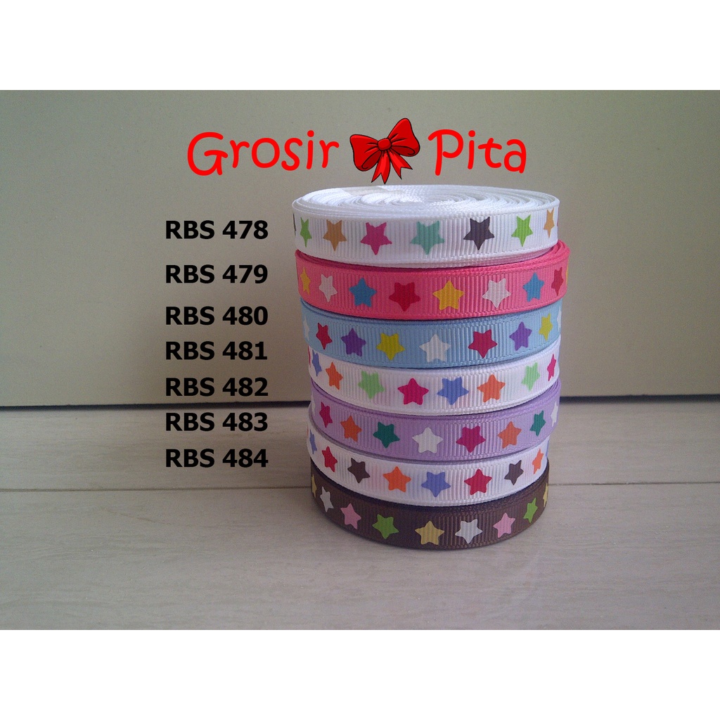 

(25 yard) Pita Grosgrain Motif Star RBS 478,479,480,481,482,483,484 | Toko Bahan Craft | Grosir Pita