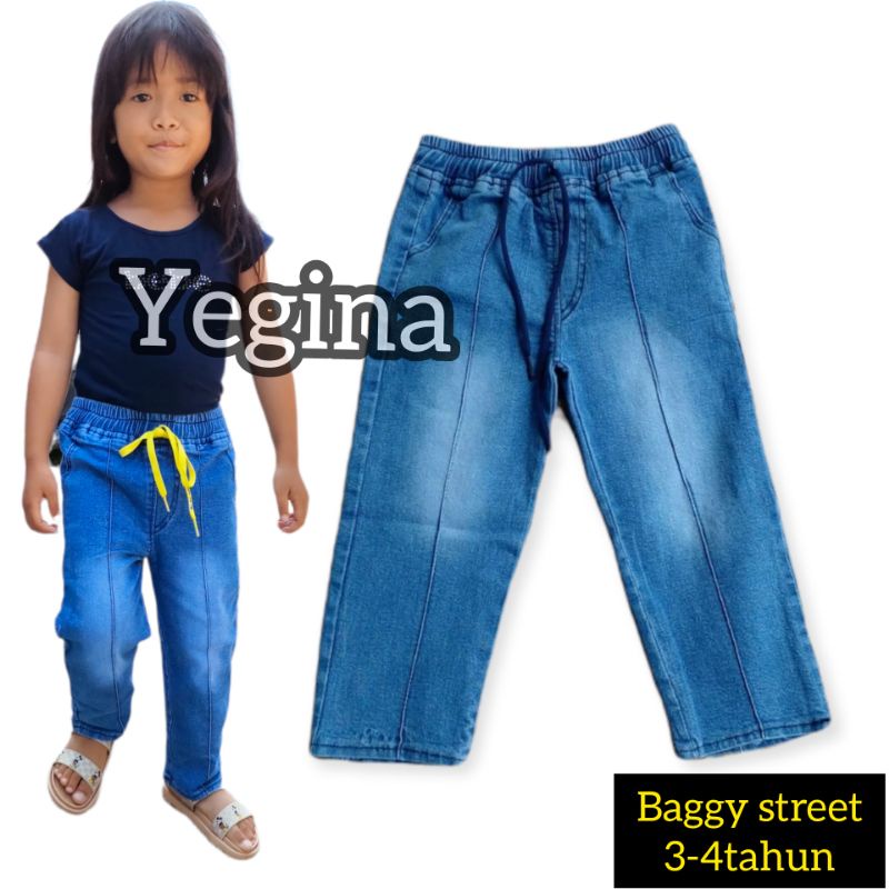 CELANA JEANS BAGGYPANTS ANAK 3-4 TAHUN CEWEK COWOK/UNISEX/CELANA JEANS PANJANG ANAK  BAHAN STREET MELAR