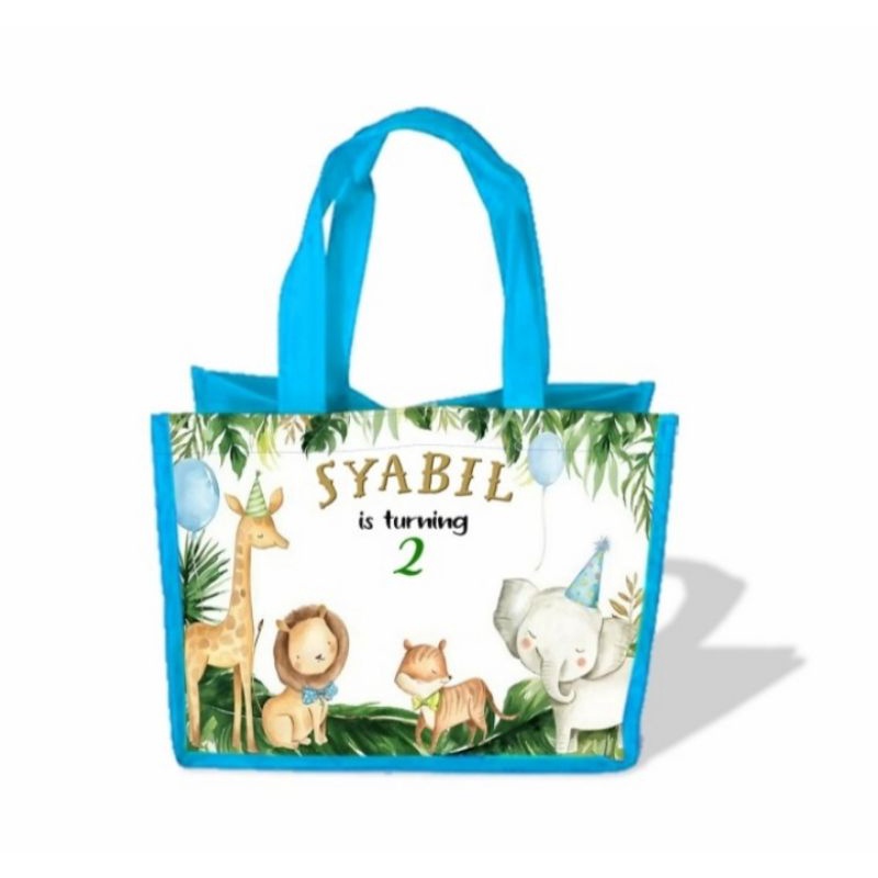 goodie bag ulang tahun custom/ tas souvernir ulang tahun model 25x20 sisi 12cm dan kotak nasi 25x20x