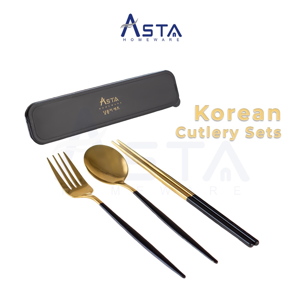 Set Alat Makan Korea Tebal Stainless Steel Tebal / Korean Cutlery Set / Set Alat Makan Korea Sendok Garpu Sumpit