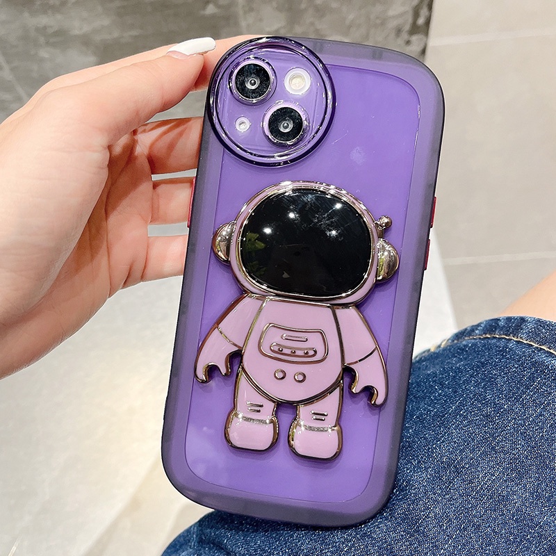 Creative astronaut stand case iphone 11 pro max 12 13 pro max Xs XR 7plus/8plus 3D round TPU soft shockproof phone case