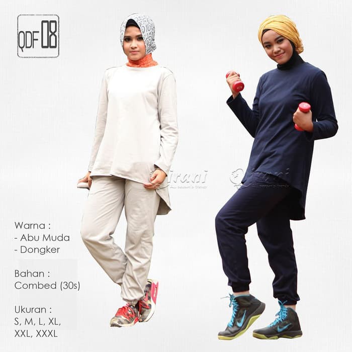 Stelan Baju Olahraga Qirani QDF 8/Jual Baju Muslim Olahraga
