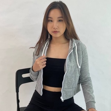 Crop zipper hoodie cotton fleece premium