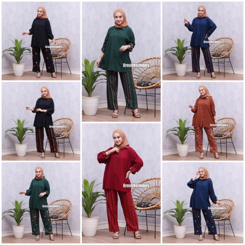 JUMBO SKODER SET CELANA DAN KEMEJA SHIBORI PAJAMAS TIE DYE TERBARU BAJU TIDUR PIYAMA KEKINIAN-Rondom