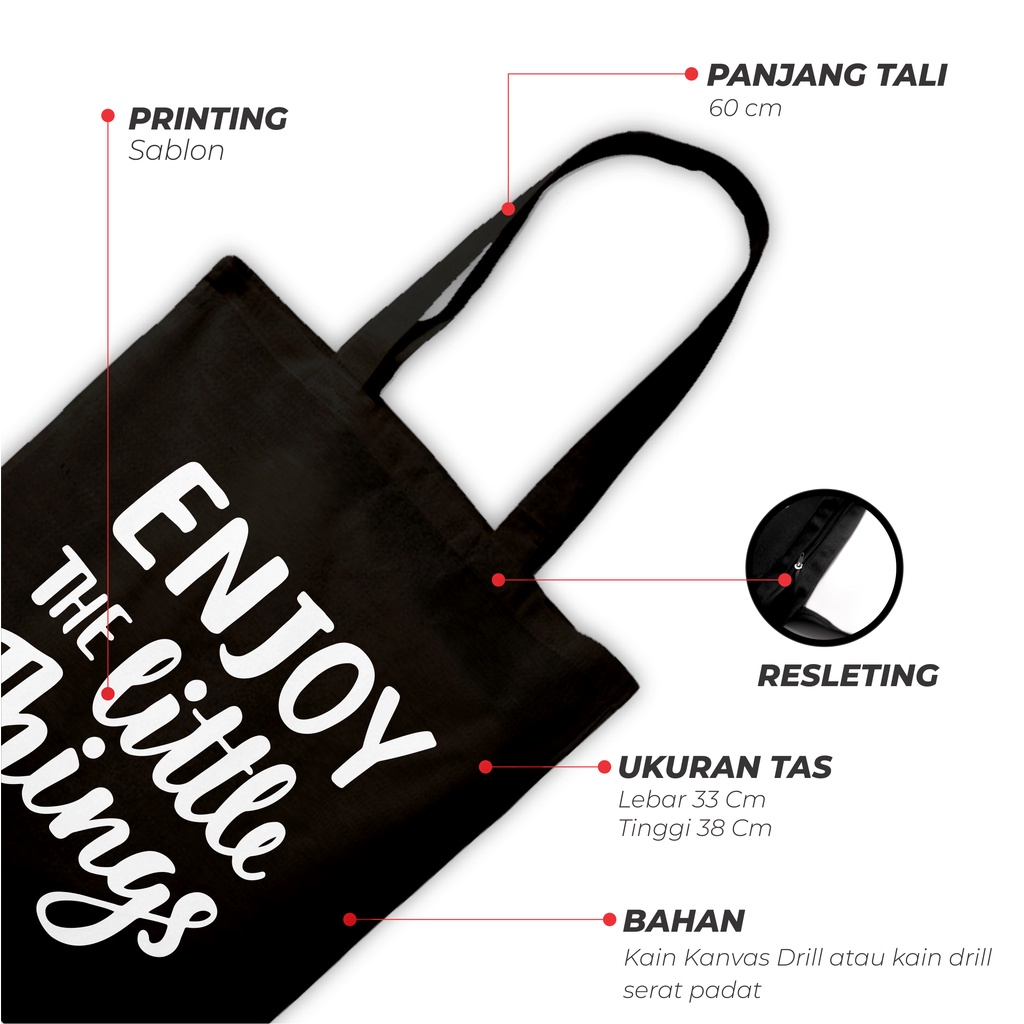 Sevine Totebag Tas Wanita Tote bag Resleting Girl Quotes Black Series Hitam - TQ6