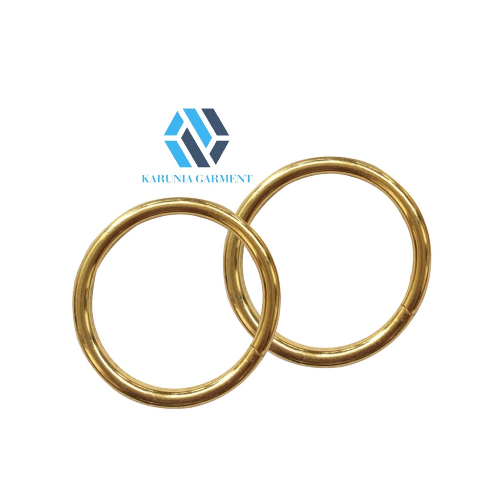 RING O BESI BULAT 5.0 CM PENGAIT CANTELAN KAIN JARIK GENDONGAN BAYI WARNA GOLD PER 12 PCS