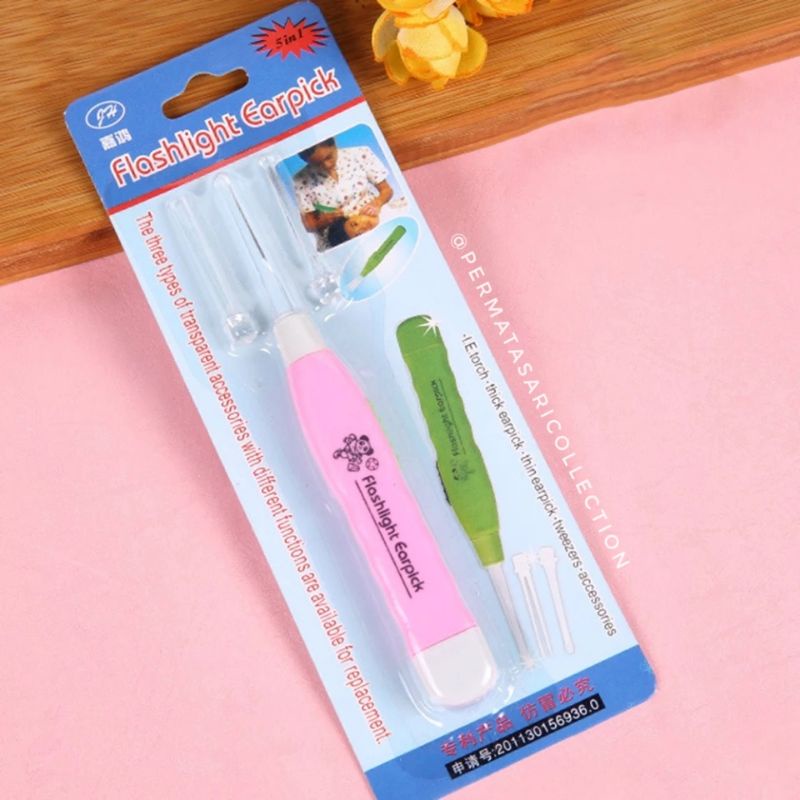 Alat Pembersih Telinga / Korek Kuping LED Flashlight Earpick Clean Untuk Baby Bayi Anak Dewasa