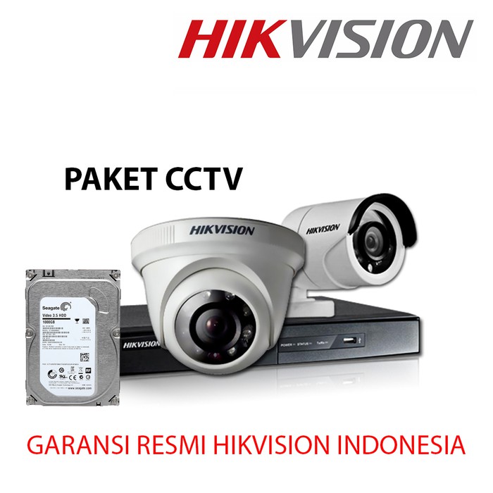 PAKET CCTV HIKVISION 2MP 1080P 4CH 7204HQHI-K1/UHK + 2 CAMERA + 1TB