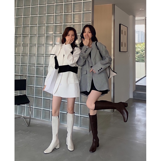 Leather High knee boots import wanita Dea sepatu overknee high knee boot cewek korea fashionable heels