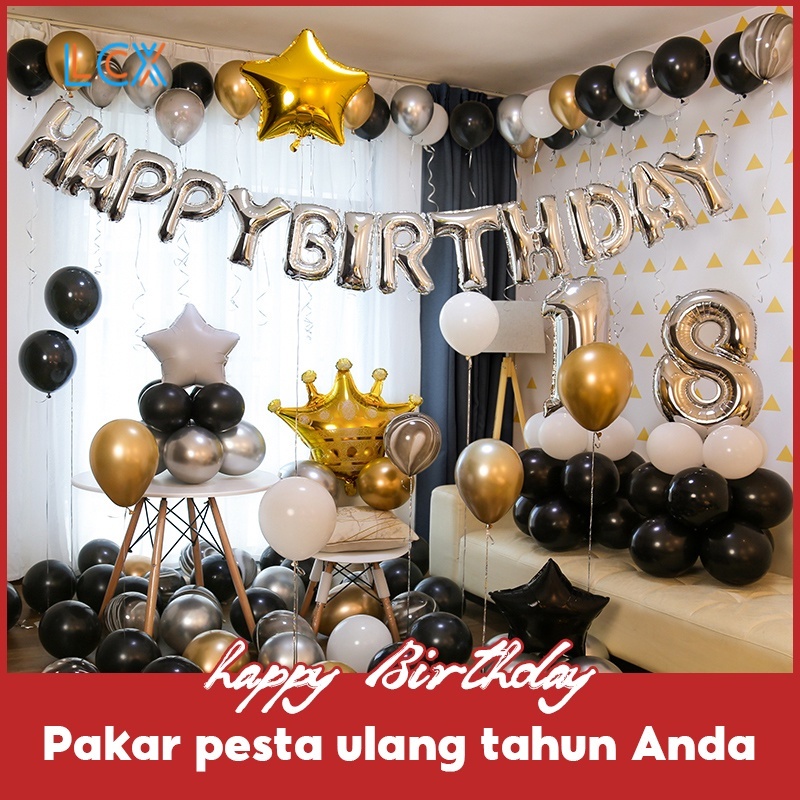 LCX 3D DOUBLE DEKORASI SET BIRTHDAY/BALON FOIL / DEKORASI ULANG TAHUN ANAK