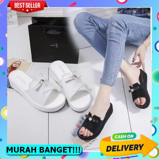 Sandal Wedges Perempuan Terlaris Hak Tahu Tali Belakang Gunung Elegant S9J5 Fashion Original Pesta N