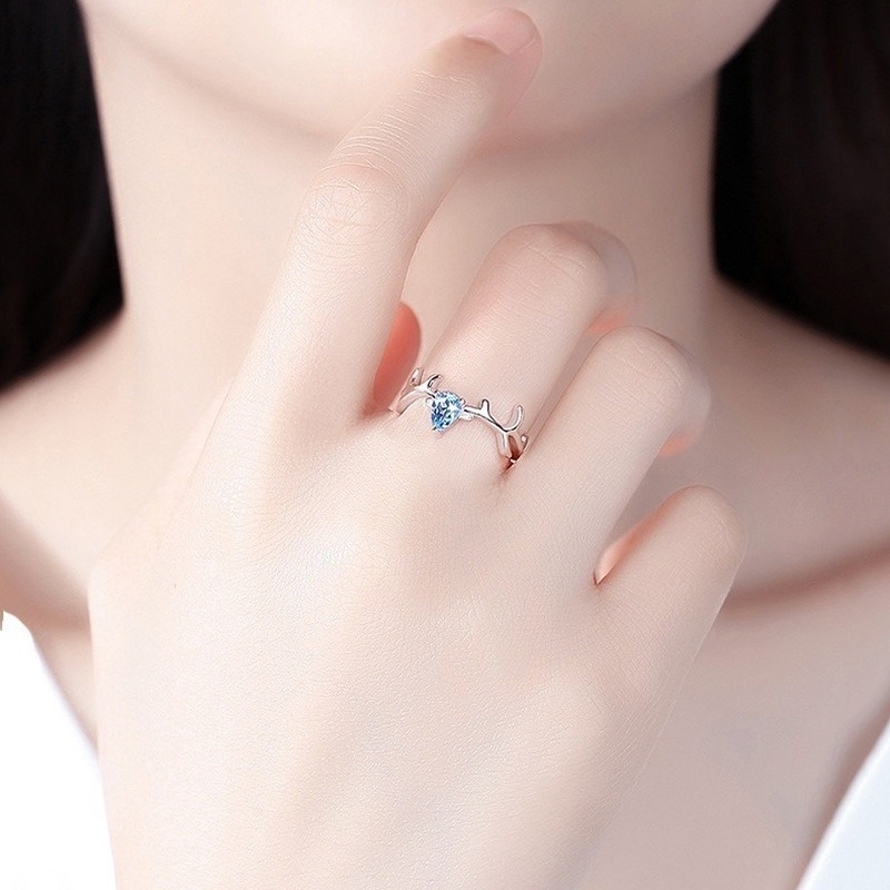 Sepasang Cincin Couple Bahan S925 Sterling Silver Aksen Batu Gelombang Enam Cakar Gaya Korea Untuk Hadiah Pernikahan