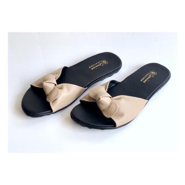 SANDAL KULIT WANITA / SANDAL SLOP / SANDAL TEPLEK WANITA / SANDAL PAPIRUT / SANDAL FLAT PITA-NUDE