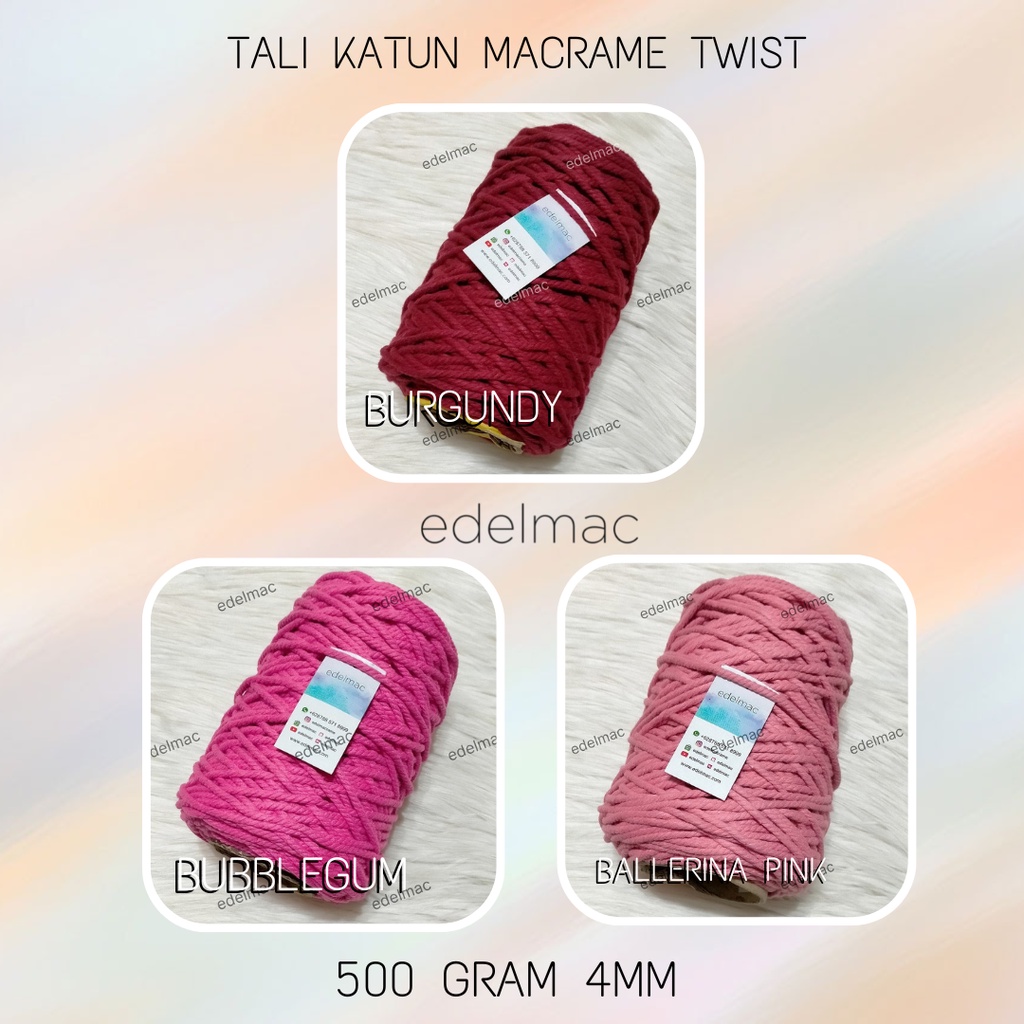 500gram Tali Katun Macrame 4mm Twist Colorful