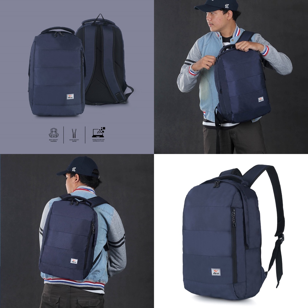 Tas Ransel Laptop 14Inch Elbrus Original Model Unisex Cewek Cowok Tas Punggung Backpack Tas Bahu Laptop 14inci