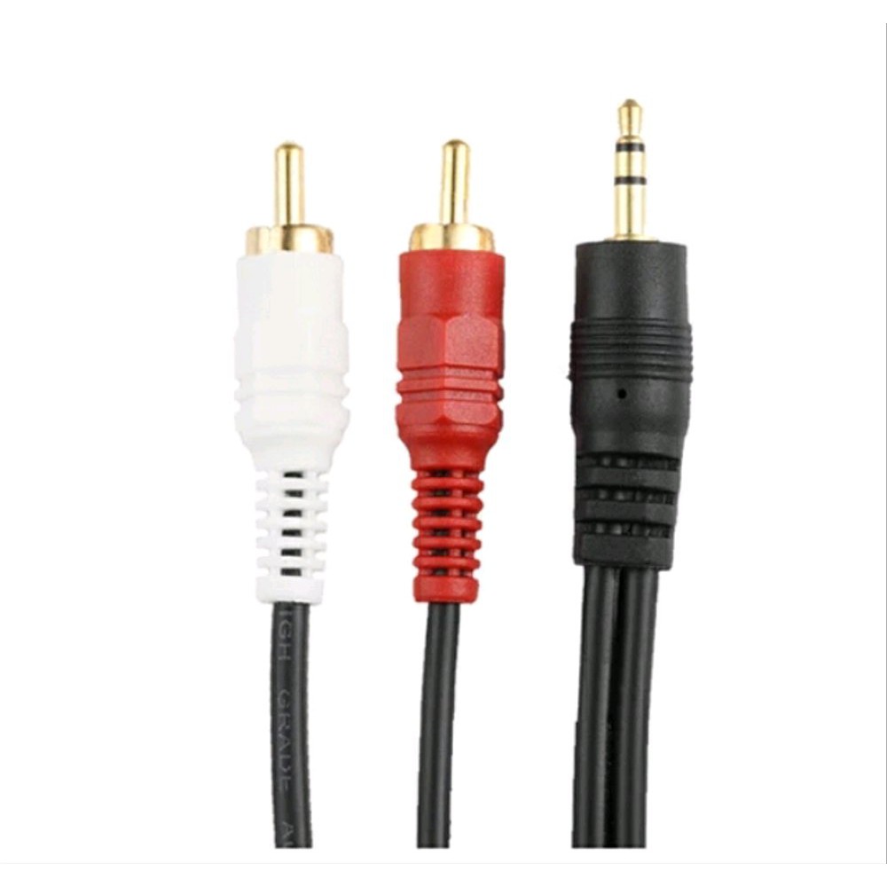 Jual kabel aux 1-2 3m hitam - kabel speaker rca 1in2 laptop multimedia 3 meter Murah