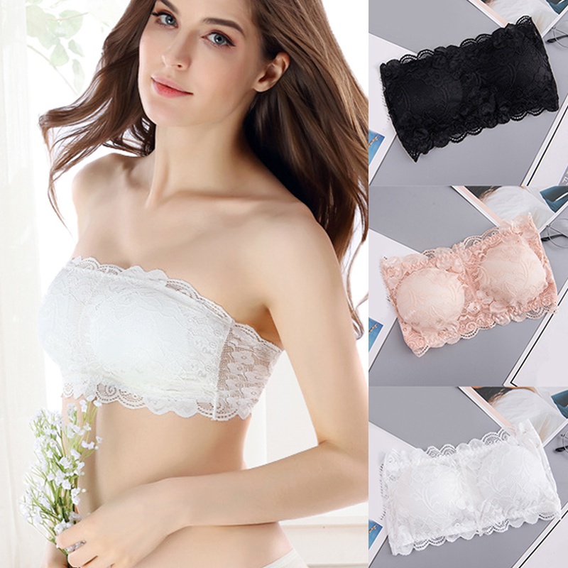 (GS) BRA KEMBEN BANDEAU CROP TOP SEXY TANPA TALI DENGAN BUSA BRA CROP TOP WANITA