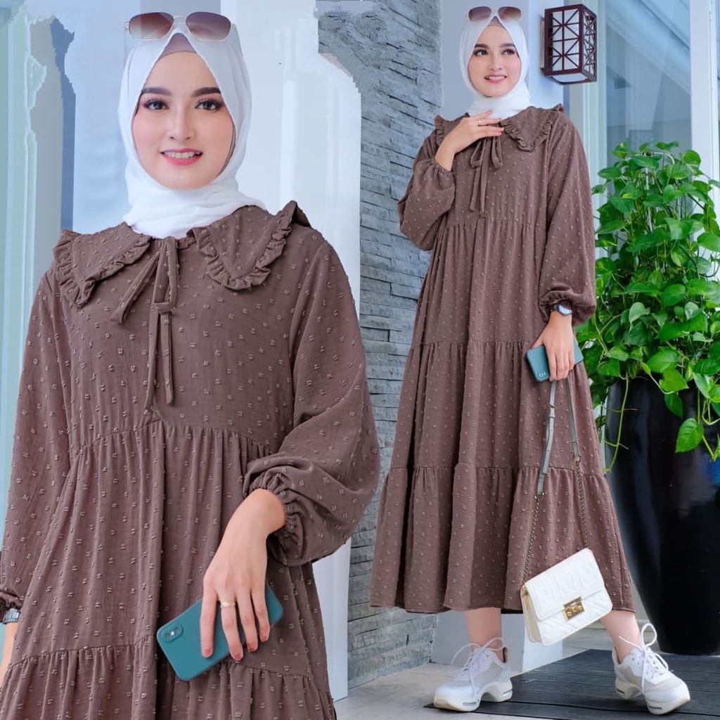 Midi Dress Crinkle Uragari LD 110 PJ 120 Kekinian Best Saller