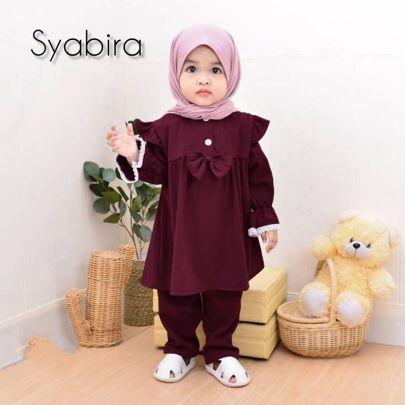 SETELAN MUSLIM ANAK KATUN RAYON 2-3 TAHUN/SYABIRA SET/BAJU MUSLIM ANAK PEREMPUAN TERBARU/PAKAIN MUSLIM ANAK BABY/FAR MOSLEMSTORE